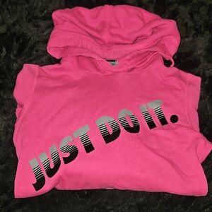 Nike Women's Pink Hoodie with Bold Print